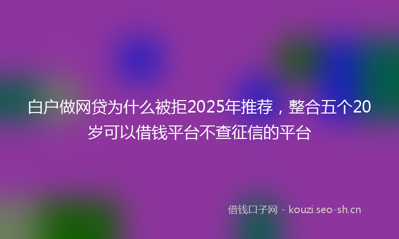 白户做网贷为什么被拒2025年推荐，整合五个20岁可以借钱平台不查征信的平台