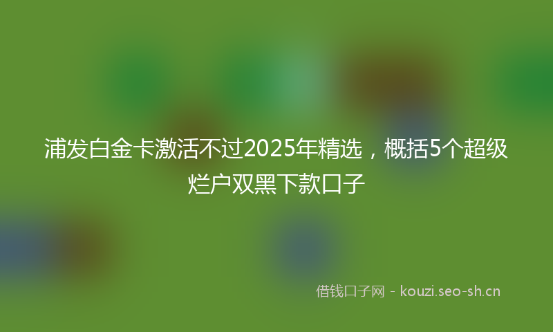 浦发白金卡激活不过2025年精选,概括5个超级烂户双黑下款口子