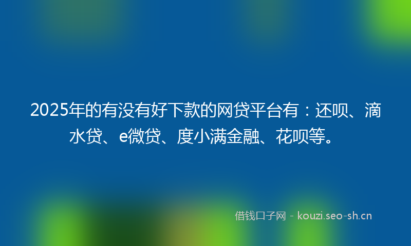 2025年的有没有好下款的网贷平台有：还呗、滴水贷、e微贷、度小满金融、花呗等。