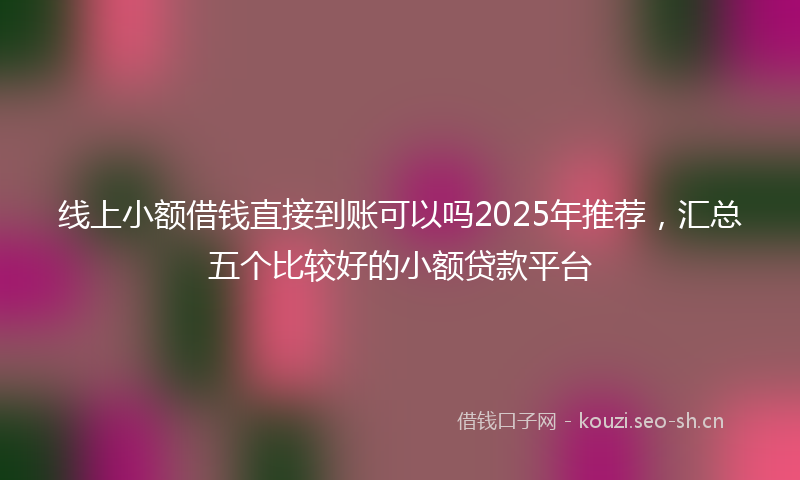 线上小额借钱直接到账可以吗2025年推荐，汇总五个比较好的小额贷款平台