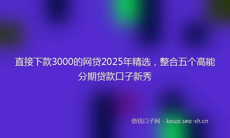直接下款3000的网贷2025年精选，整合五个高能分期贷款口子新秀