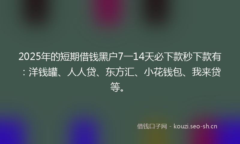 2025年的短期借钱黑户7一14天必下款秒下款有:洋钱罐、人人贷、东方汇、小花钱包、我来贷等。