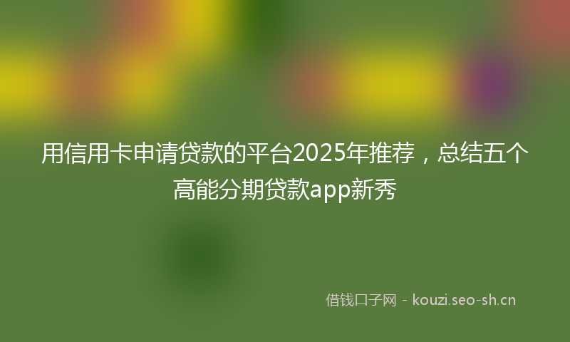 用信用卡申请贷款的平台2025年推荐,总结五个高能分期贷款app新秀