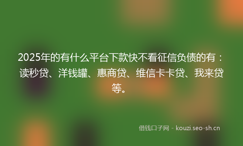 2025年的有什么平台下款快不看征信负债的有：读秒贷、洋钱罐、惠商贷、维信卡卡贷、我来贷等。