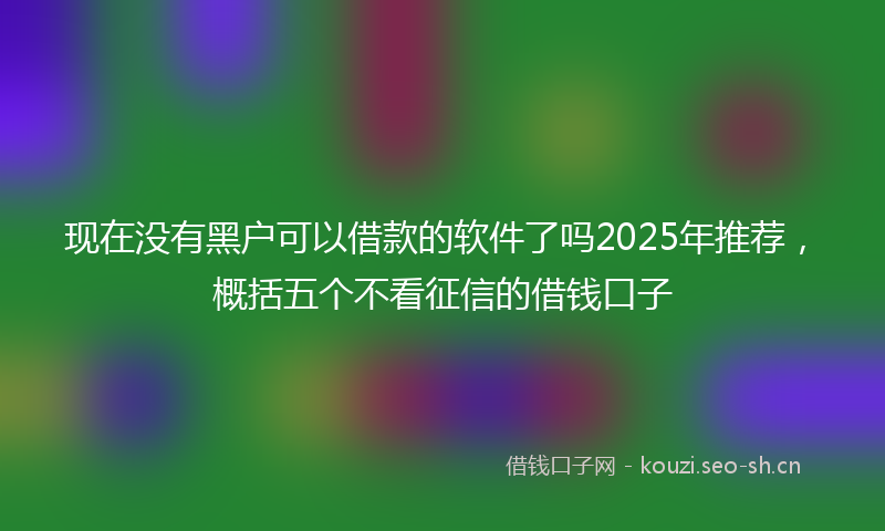 现在没有黑户可以借款的软件了吗2025年推荐，概括五个不看征信的借钱口子