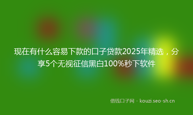现在有什么容易下款的口子贷款2025年精选，分享5个无视征信黑白100%秒下软件