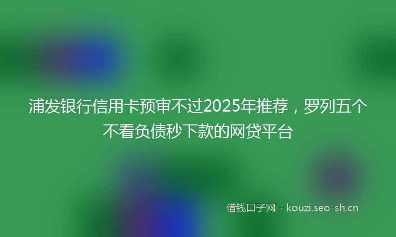 浦发银行信用卡预审不过2025年推荐，罗列五个不看负债秒下款的网贷平台