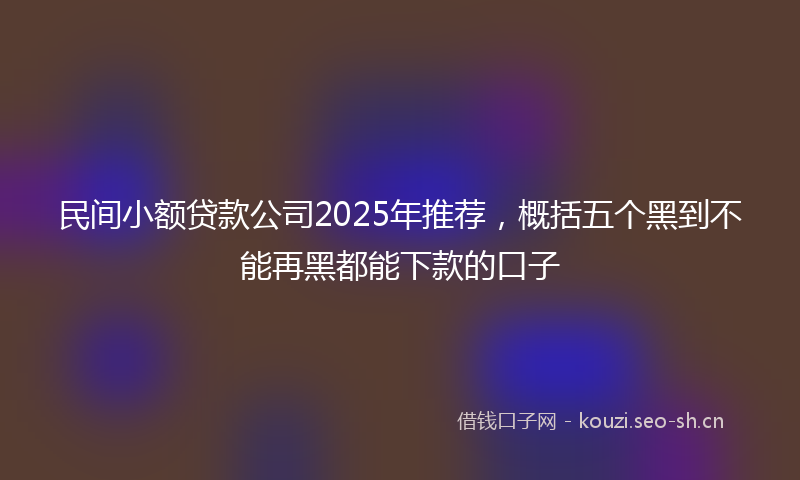 民间小额贷款公司2025年推荐，概括五个黑到不能再黑都能下款的口子