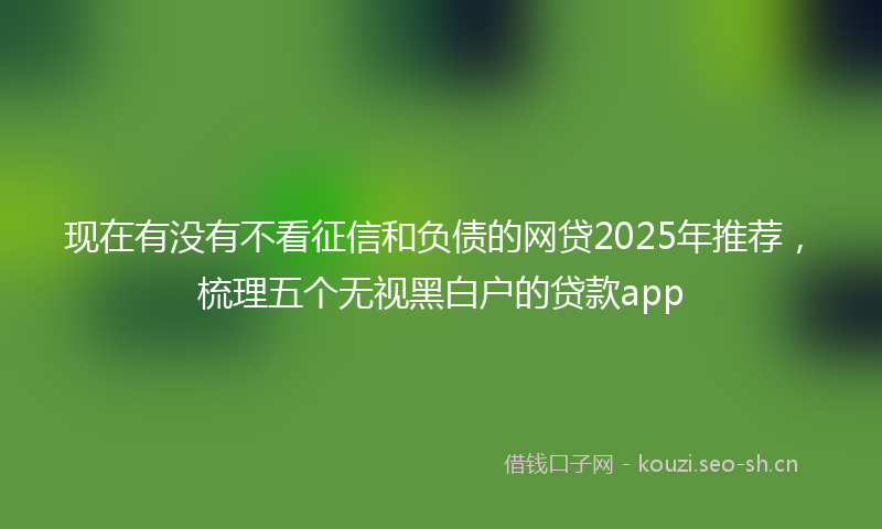 现在有没有不看征信和负债的网贷2025年推荐,梳理五个无视黑白户的贷款app