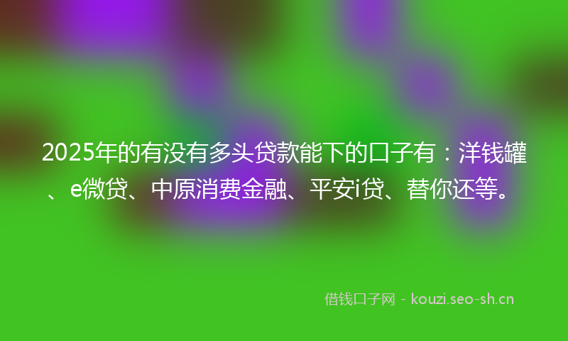 2025年的有没有多头贷款能下的口子有：洋钱罐、e微贷、中原消费金融、平安i贷、替你还等。