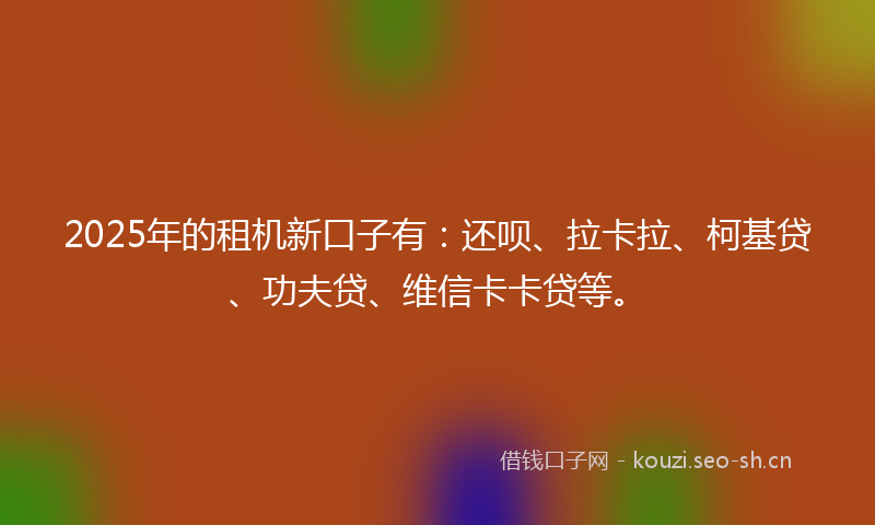 2025年的租机新口子有：还呗、拉卡拉、柯基贷、功夫贷、维信卡卡贷等。