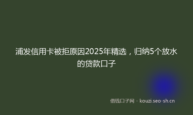 浦发信用卡被拒原因2025年精选，归纳5个放水的贷款口子