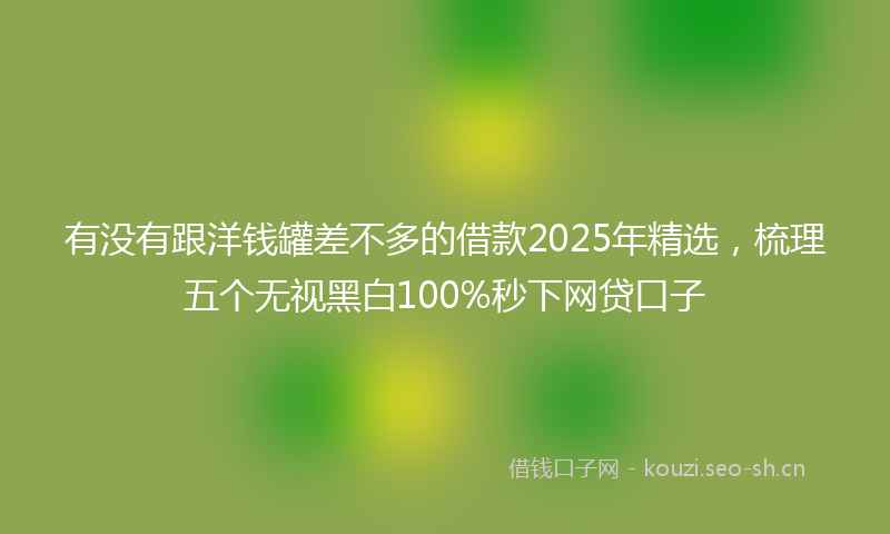 有没有跟洋钱罐差不多的借款2025年精选，梳理五个无视黑白100%秒下网贷口子