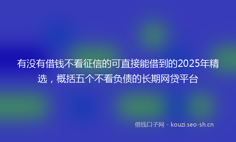 有没有借钱不看征信的可直接能借到的2025年精选，概括五个不看负债的长期网贷平台