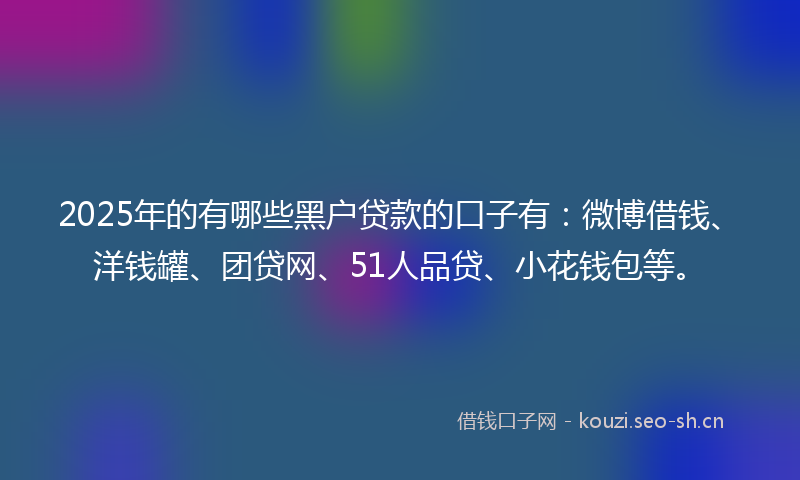2025年的有哪些黑户贷款的口子有：微博借钱、洋钱罐、团贷网、51人品贷、小花钱包等。