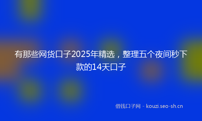 有那些网货口子2025年精选，整理五个夜间秒下款的14天口子