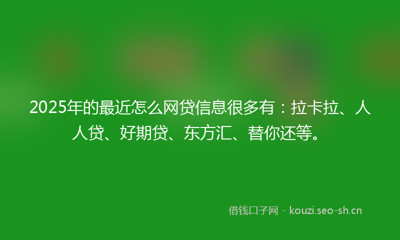 2025年的最近怎么网贷信息很多有：拉卡拉、人人贷、好期贷、东方汇、替你还等。