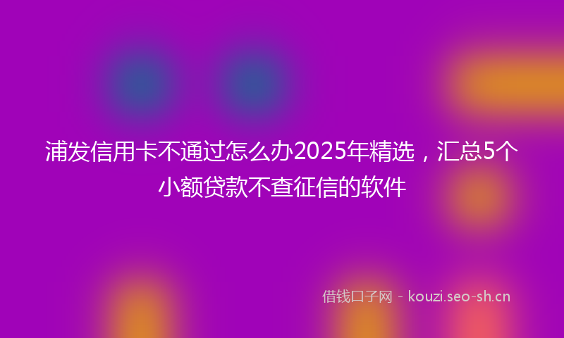 浦发信用卡不通过怎么办2025年精选，汇总5个小额贷款不查征信的软件