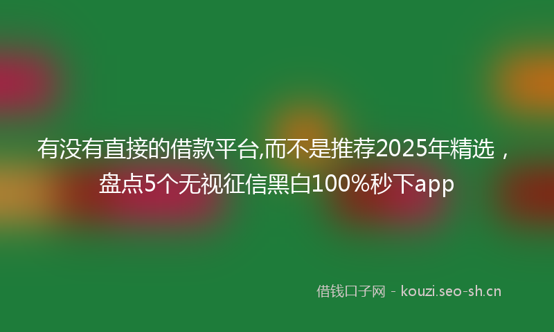有没有直接的借款平台,而不是推荐2025年精选，盘点5个无视征信黑白100%秒下app