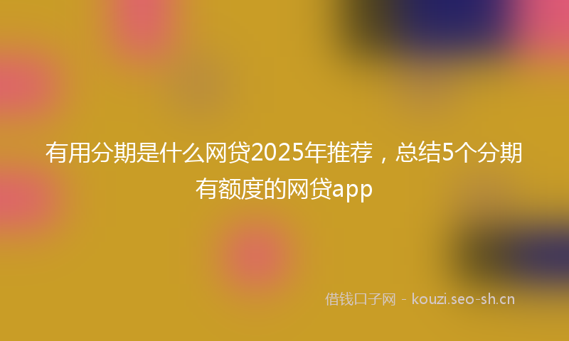 有用分期是什么网贷2025年推荐，总结5个分期有额度的网贷app