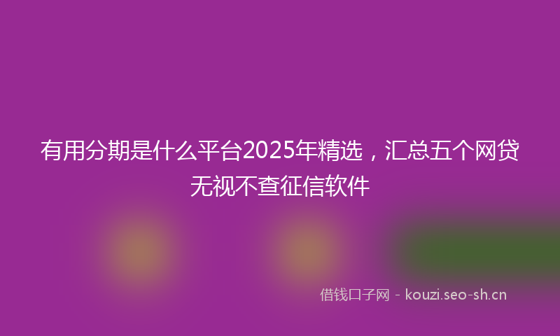 有用分期是什么平台2025年精选，汇总五个网贷无视不查征信软件