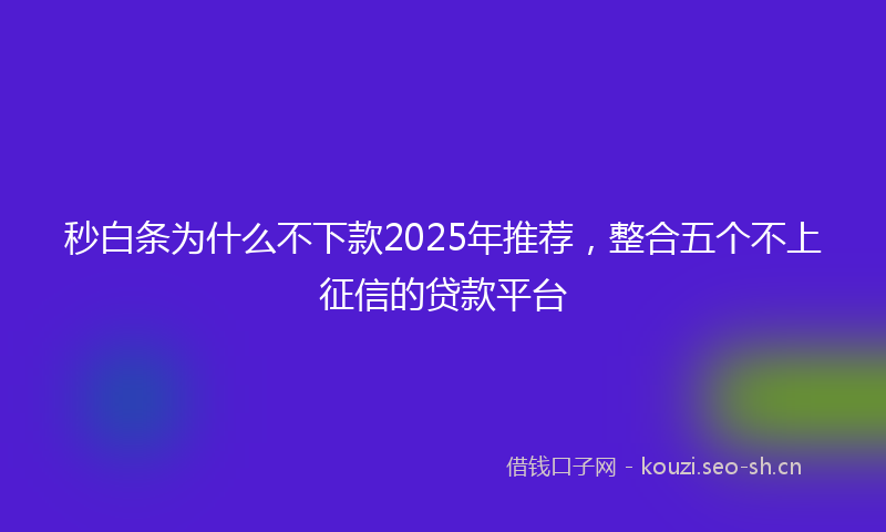 秒白条为什么不下款2025年推荐，整合五个不上征信的贷款平台