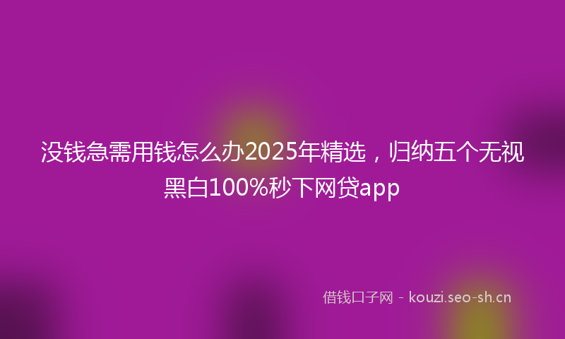 没钱急需用钱怎么办2025年精选，归纳五个无视黑白100%秒下网贷app