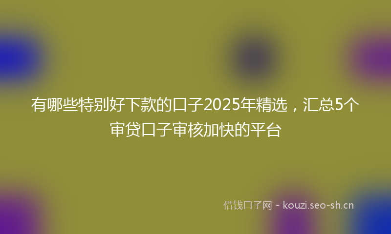 有哪些特别好下款的口子2025年精选，汇总5个审贷口子审核加快的平台