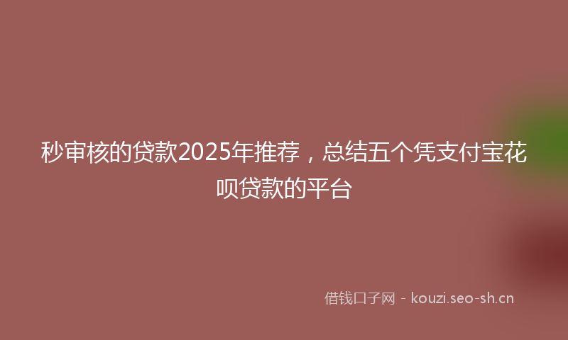 秒审核的贷款2025年推荐，总结五个凭支付宝花呗贷款的平台
