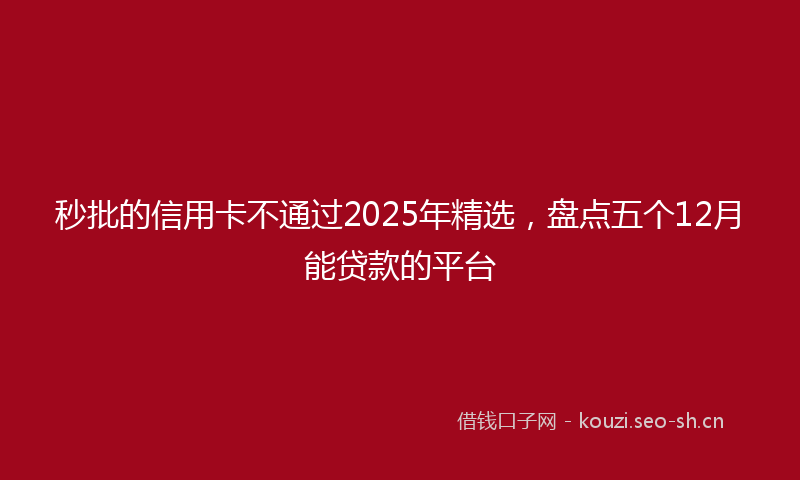秒批的信用卡不通过2025年精选，盘点五个12月能贷款的平台