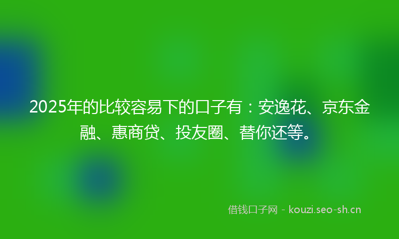 2025年的比较容易下的口子有：安逸花、京东金融、惠商贷、投友圈、替你还等。