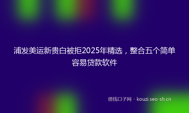 浦发美运新贵白被拒2025年精选,整合五个简单容易贷款软件