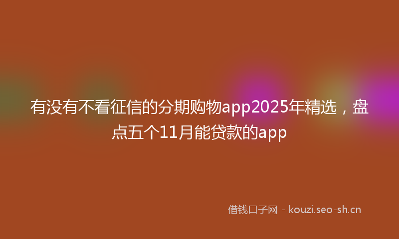 有没有不看征信的分期购物app2025年精选，盘点五个11月能贷款的app