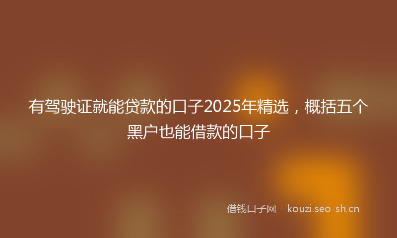 有驾驶证就能贷款的口子2025年精选，概括五个黑户也能借款的口子
