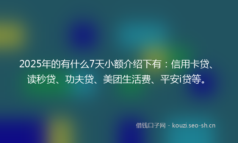 2025年的有什么7天小额介绍下有：信用卡贷、读秒贷、功夫贷、美团生活费、平安i贷等。
