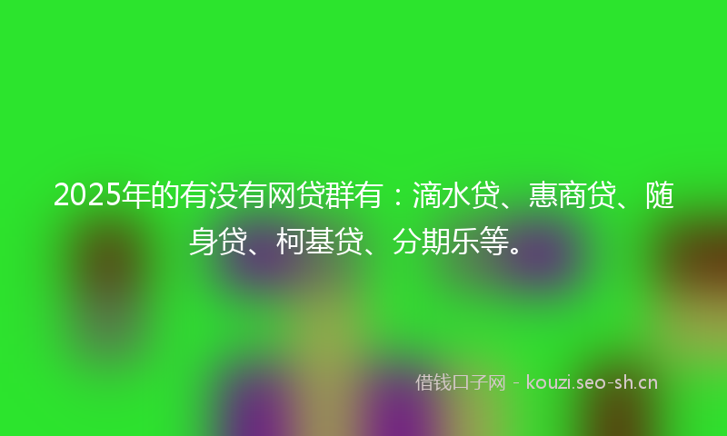 2025年的有没有网贷群有：滴水贷、惠商贷、随身贷、柯基贷、分期乐等。