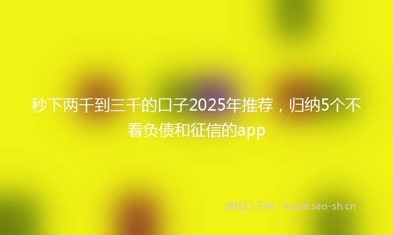 秒下两千到三千的口子2025年推荐，归纳5个不看负债和征信的app
