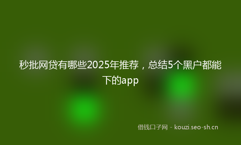 秒批网贷有哪些2025年推荐，总结5个黑户都能下的app