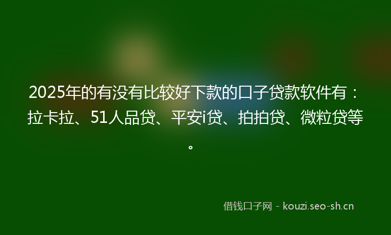 2025年的有没有比较好下款的口子贷款软件有：拉卡拉、51人品贷、平安i贷、拍拍贷、微粒贷等。