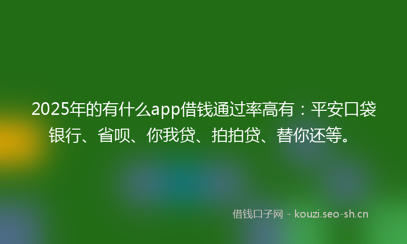 2025年的有什么app借钱通过率高有：平安口袋银行、省呗、你我贷、拍拍贷、替你还等。