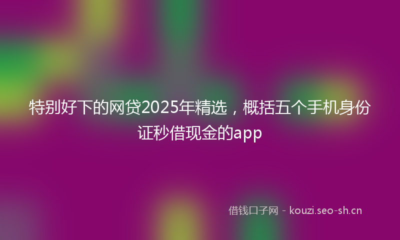 特别好下的网贷2025年精选，概括五个手机身份证秒借现金的app