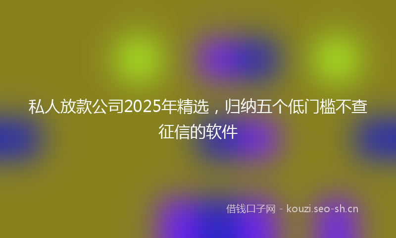 私人放款公司2025年精选,归纳五个低门槛不查征信的软件