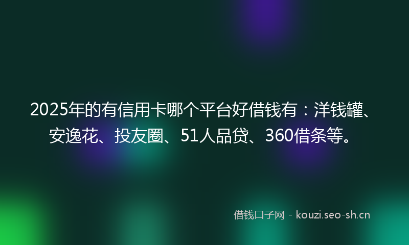 2025年的有信用卡哪个平台好借钱有：洋钱罐、安逸花、投友圈、51人品贷、360借条等。