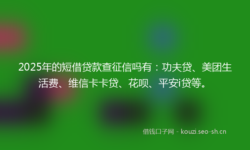 2025年的短借贷款查征信吗有：功夫贷、美团生活费、维信卡卡贷、花呗、平安i贷等。