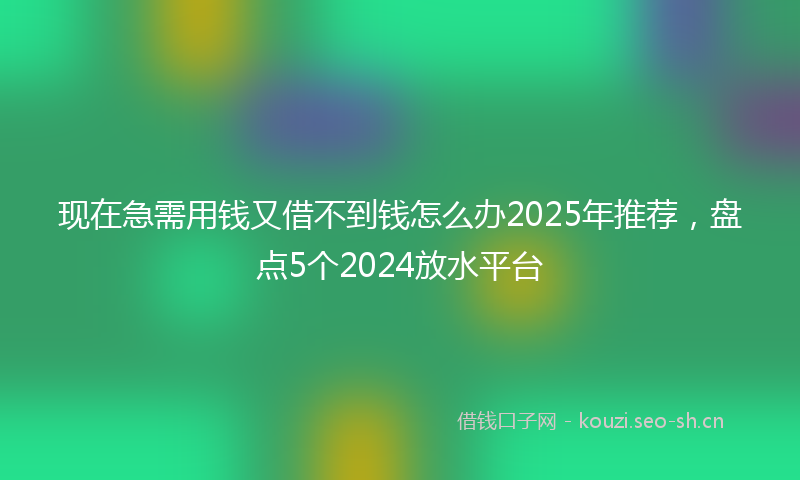 现在急需用钱又借不到钱怎么办2025年推荐，盘点5个2024放水平台