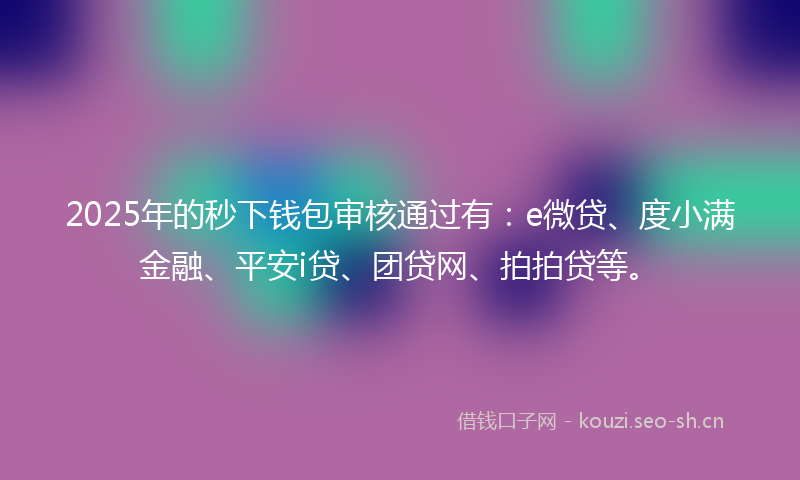 2025年的秒下钱包审核通过有：e微贷、度小满金融、平安i贷、团贷网、拍拍贷等。