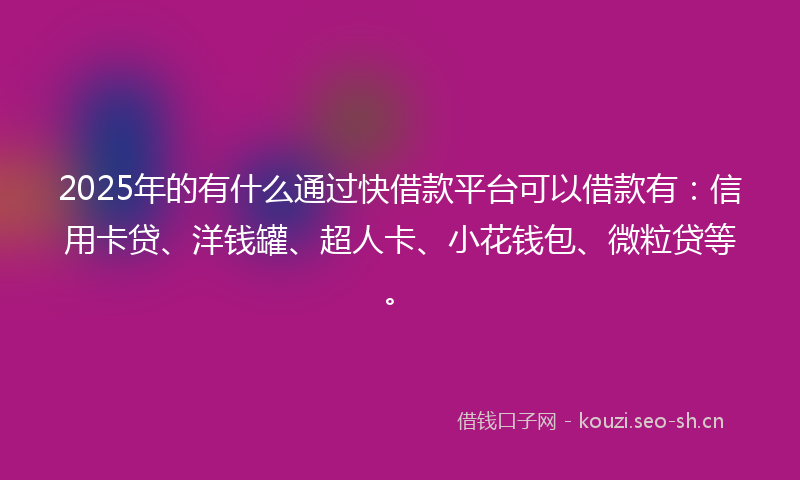 2025年的有什么通过快借款平台可以借款有：信用卡贷、洋钱罐、超人卡、小花钱包、微粒贷等。