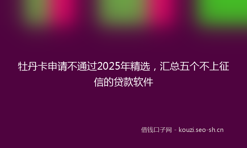 牡丹卡申请不通过2025年精选，汇总五个不上征信的贷款软件