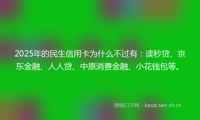 2025年的民生信用卡为什么不过有：读秒贷、京东金融、人人贷、中原消费金融、小花钱包等。