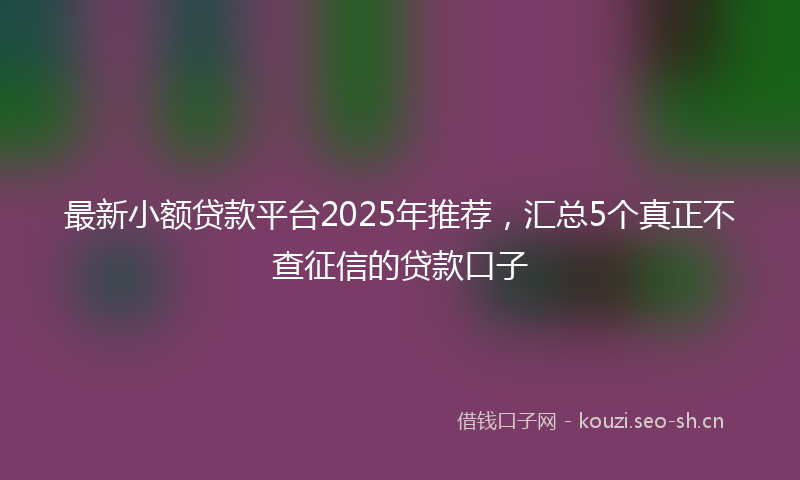 最新小额贷款平台2025年推荐，汇总5个真正不查征信的贷款口子
